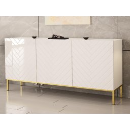 Dressoir GINETTE 3 deuren wit/hoogglans wit