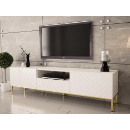 Tv-meubel GINETTE 2 deuren 1 lade wit/hoogglans wit