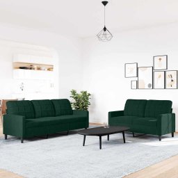 vidaXL 2-delige Loungeset met kussens fluweel donkergroen