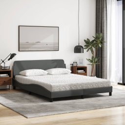 vidaXL Bed met matras "Dover" stof donkergrijs 160x200 cm