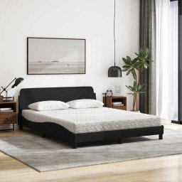vidaXL Bed met matras "Dover" stof zwart 160x200 cm
