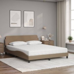 vidaXL Bed met matras "Dover" kunstleer cappuccinokleurig 160x200 cm