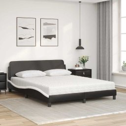 vidaXL Bed met matras "Dover" kunstleer zwart en wit 160x200 cm