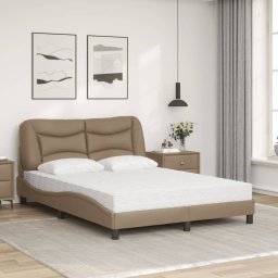 vidaXL Bed met matras "Hvar" kunstleer cappuccinokleurig 140x190 cm