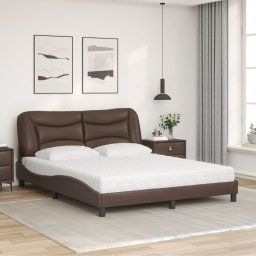 vidaXL Bed met matras "Hvar" kunstleer bruin 160x200 cm