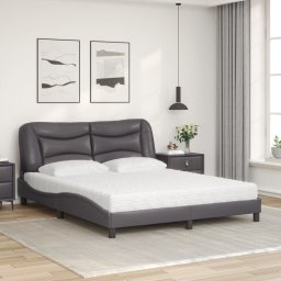 vidaXL Bed met matras "Hvar" kunstleer grijs 160x200 cm