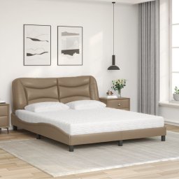 vidaXL Bed met matras "Hvar" kunstleer cappuccinokleurig 160x200 cm