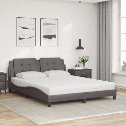 vidaXL Bed met matras "Zadar" kunstleer grijs 160x200 cm