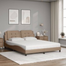vidaXL Bed met matras "Zadar" kunstleer cappuccinokleurig 160x200 cm