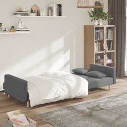 vidaXL Slaapbank 2-zits met 2 kussens stof lichtgrijs