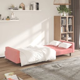 vidaXL Slaapbank 2-zits fluweel roze