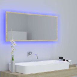 vidaXL Badkamerspiegel LED 100x8,5x37 cm acryl sonoma eikenkleurig