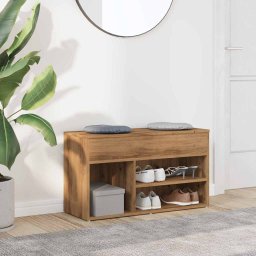 vidaXL Schoenenbankje 80x30x45 cm bewerkt hout artisanaal eikenkleur