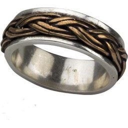 Keltische knoop 925 zilveren ring met brons maat 59 (R156.59)