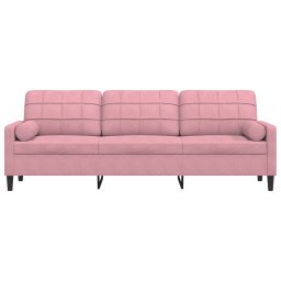 vidaXL 3-zitsbank met sierkussens 210 cm fluweel roze