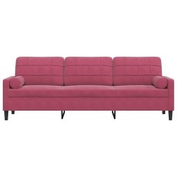 vidaXL 3-zitsbank met sierkussens 210 cm sierkussen fluweel wijnrood