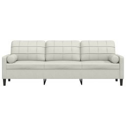 vidaXL 3-zitsbank met sierkussens 210 cm fluweel crèmekleurig