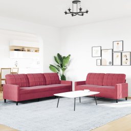 vidaXL 2-delige Loungeset met kussens fluweel wijnrood