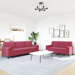 vidaXL 2-delige Loungeset met kussens en bolsters fluweel wijnrood