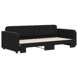 vidaXL Slaapbank met onderschuifbed 90x200 cm fluweel zwart