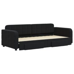 vidaXL Slaapbank met onderschuifbed en lades 90x200 cm fluweel zwart