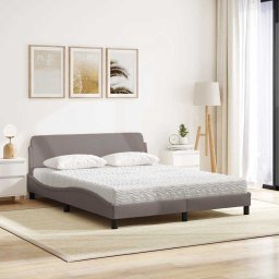 vidaXL Bed met matras "Dover" stof taupe 160x200 cm