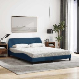vidaXL Bed met matras "Dover" stof blauw 160x200 cm