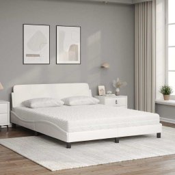 vidaXL Bed met matras "Dover" kunstleer wit 160x200 cm