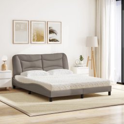 vidaXL Bed met matras "Hvar" stof taupe 160x200 cm