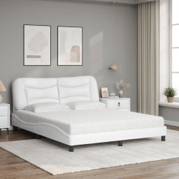 vidaXL Bed met matras "Hvar" kunstleer wit 160x200 cm