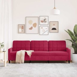 vidaXL Driezitsbank 210 cm fluweel wijnrood