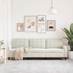vidaXL Driezitsbank 210 cm fluweel crèmekleurig