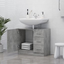 vidaXL Wastafelkast 63x30x54 cm bewerkt hout betongrijs