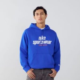 Nike Hoodie Linear Logo Blauw/wit Heren xs