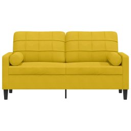 vidaXL Tweezitsbank met sierkussens 140 cm fluweel geel