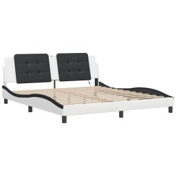 vidaXL Bedframe met LED zonder matras "Zadar" wit en zwart 180x200 cm