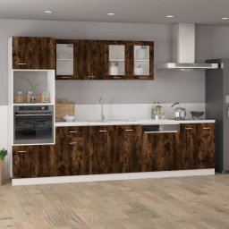 vidaXL Bovenkast Lyon 40x31x60 cm glas en bewerkt hout gerookt eikenkleurig