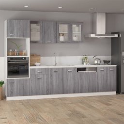 vidaXL Bovenkast Lyon 40x31x60 cm glas en bewerkt hout grijs sonoma eiken