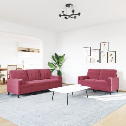 vidaXL 2-delige Loungeset met kussens en bolsters fluweel wijnrood