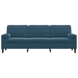 vidaXL 3-zitsbank met sierkussens 210 cm fluweel blauw