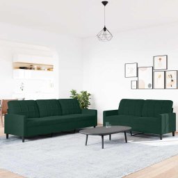 vidaXL 2-delige Loungeset met kussens fluweel donkergroen