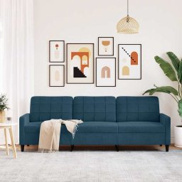 vidaXL Driezitsbank 210 cm fluweel blauw