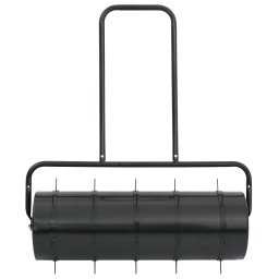 vidaXL Gazonroller trekbaar met beluchtingsklemmen 63 L ijzer en staal zwart