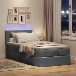 vidaXL Ottoman bed met matras en LED's 100x200cm stof donkergrijs