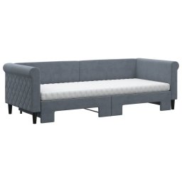 vidaXL Slaapbank onderschuifbed matrassen 80x200cm fluweel donkergrijs