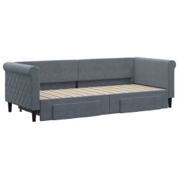 vidaXL Slaapbank onderschuifbed en lades 80x200 cm fluweel donkergrijs