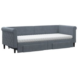 vidaXL Slaapbank onderschuifbed en lades 80x200 cm fluweel donkergrijs