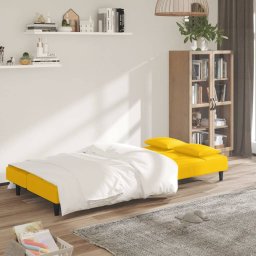 vidaXL Slaapbank 2-zits met 2 kussens fluweel geel