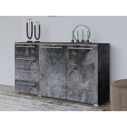 Commode INDIRA 2 deuren 4 lades kleurrijke leisteen met led