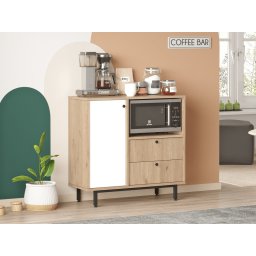 Commode REWONA 1 deur 2 lades eik/wit